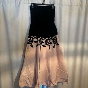 Black and Pink Strapless Dress